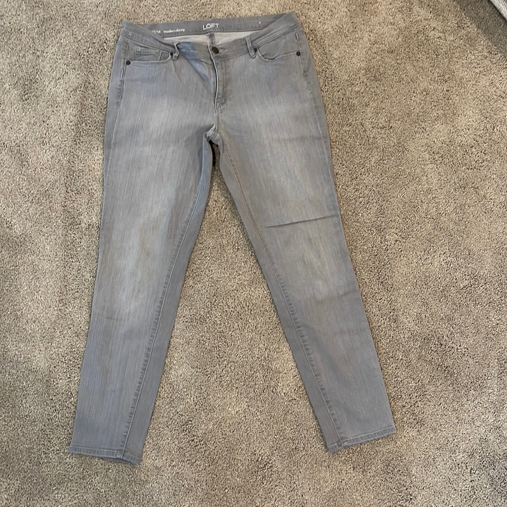 Loft modern skinny crop jeans, gray